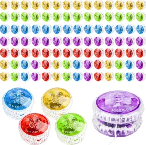 100 Pcs Light up Yo Yo Ball Bulk Colorful LED Responsive Ball Plastic Responsive Bearing Ball for Kids Beginner Level Birthday Christmas Stocking Stuffers