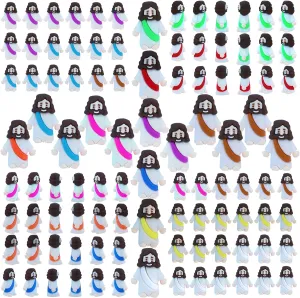 100 Pcs Little Jesus Figures Easter Mini Rubber Jesus Toys to Hide and Seek, Little Pocket Jesus Miniatures Religious Party Favors Baptism Gifts Sunday School Easter Egg Stuffers (10 Color*100)