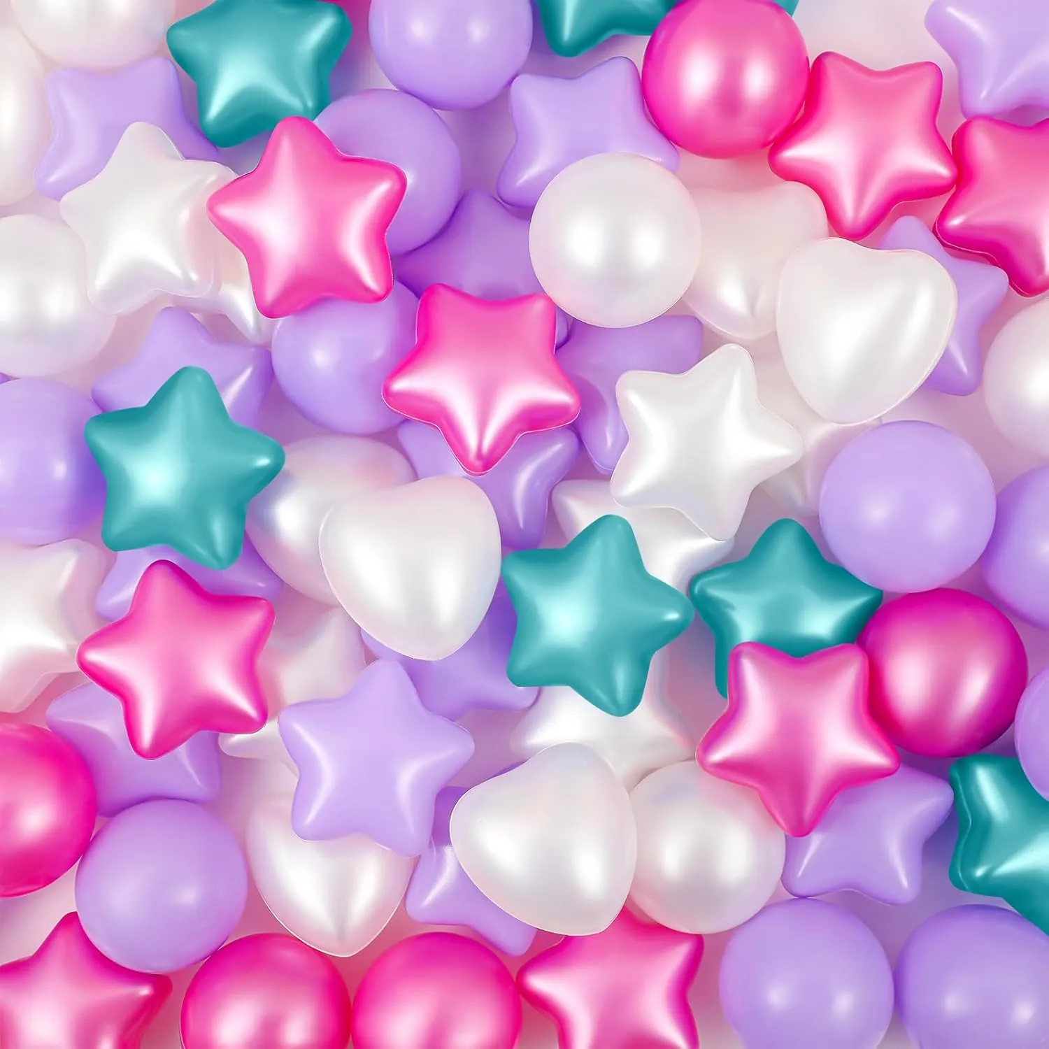 100 Pieces Plastic Ball Pit Balls for Kids Toddler 2.17'' Star Heart Shape Play Toy for Playpen Inflatable Pool Friendship Bracelet Birthday Banner T-Swift-Themed Party