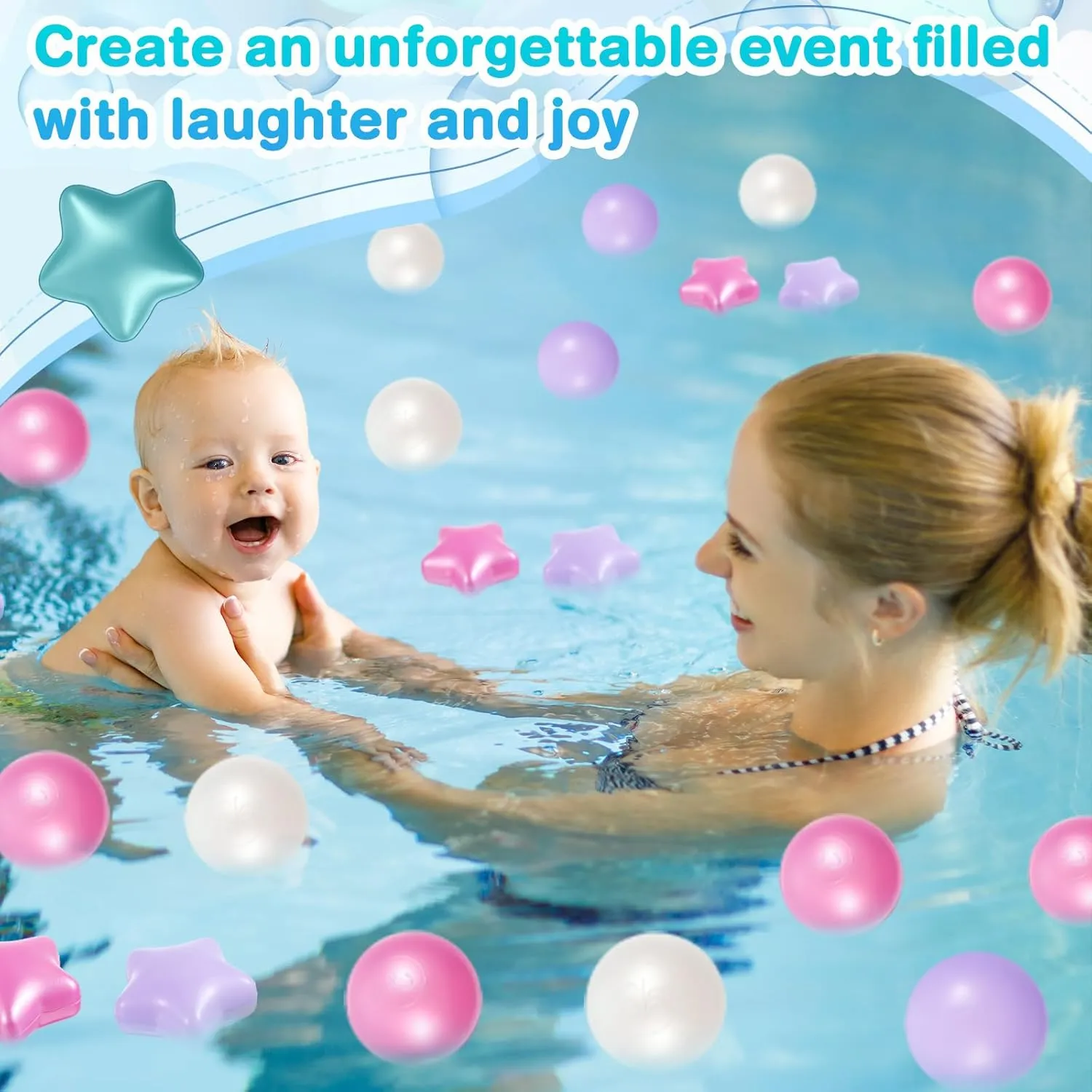 100 Pieces Plastic Ball Pit Balls for Kids Toddler 2.17'' Star Heart Shape Play Toy for Playpen Inflatable Pool Friendship Bracelet Birthday Banner T-Swift-Themed Party