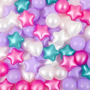 100 Pieces Plastic Ball Pit Balls for Kids Toddler 2.17'' Star Heart Shape Play Toy for Playpen Inflatable Pool Friendship Bracelet Birthday Banner T-Swift-Themed Party