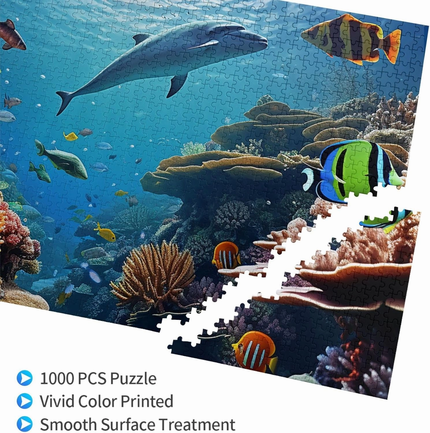 1000 Piece Jigsaw Puzzles for Adults Challenging Puzzle Wooden Picture Puzzle Personalized Custom Ocean Sea Seabed Coral Fish Wood Puzzle for Family Game Nights Gifts 29.5x19.7 inches Puzzle