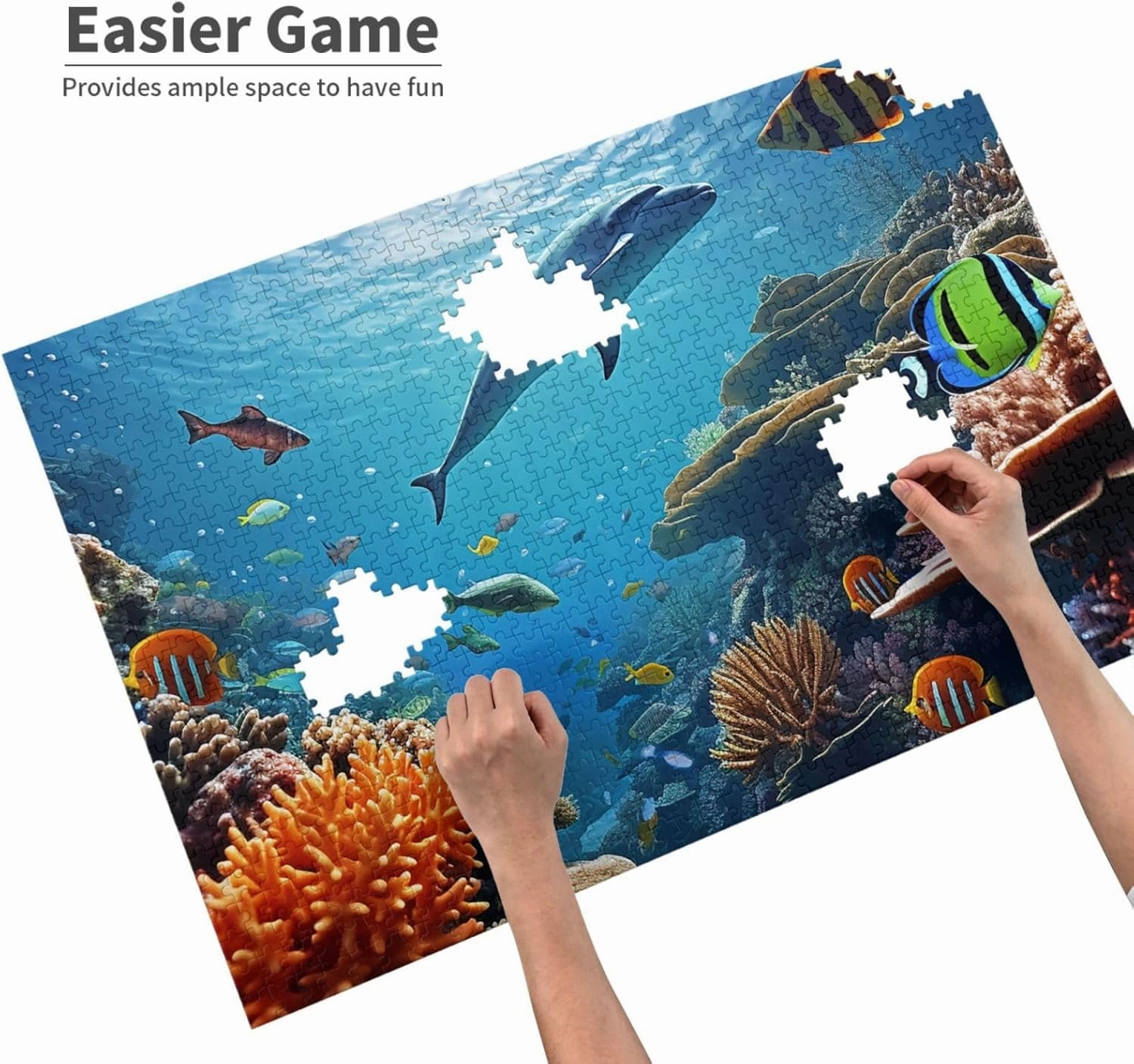 1000 Piece Jigsaw Puzzles for Adults Challenging Puzzle Wooden Picture Puzzle Personalized Custom Ocean Sea Seabed Coral Fish Wood Puzzle for Family Game Nights Gifts 29.5x19.7 inches Puzzle