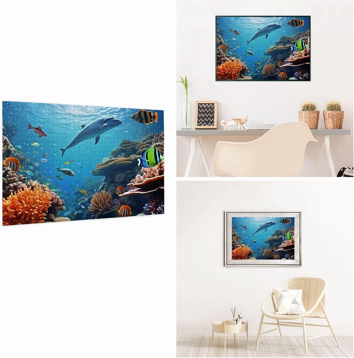 1000 Piece Jigsaw Puzzles for Adults Challenging Puzzle Wooden Picture Puzzle Personalized Custom Ocean Sea Seabed Coral Fish Wood Puzzle for Family Game Nights Gifts 29.5x19.7 inches Puzzle