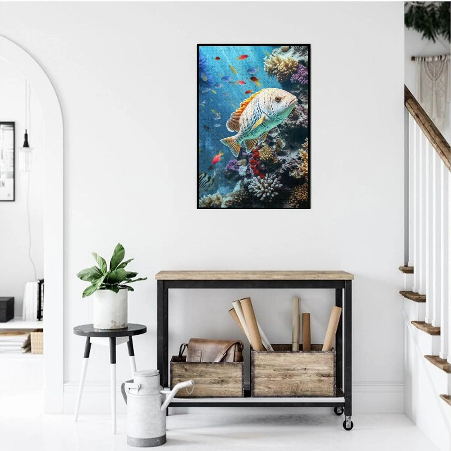 1000 Piece Jigsaw Puzzles for Adults Challenging Puzzle Wooden Picture Puzzle Personalized Custom Seabed Underwater Fish Wood Puzzle for Family Game Nights Gifts 29.5x19.7 inches Puzzle