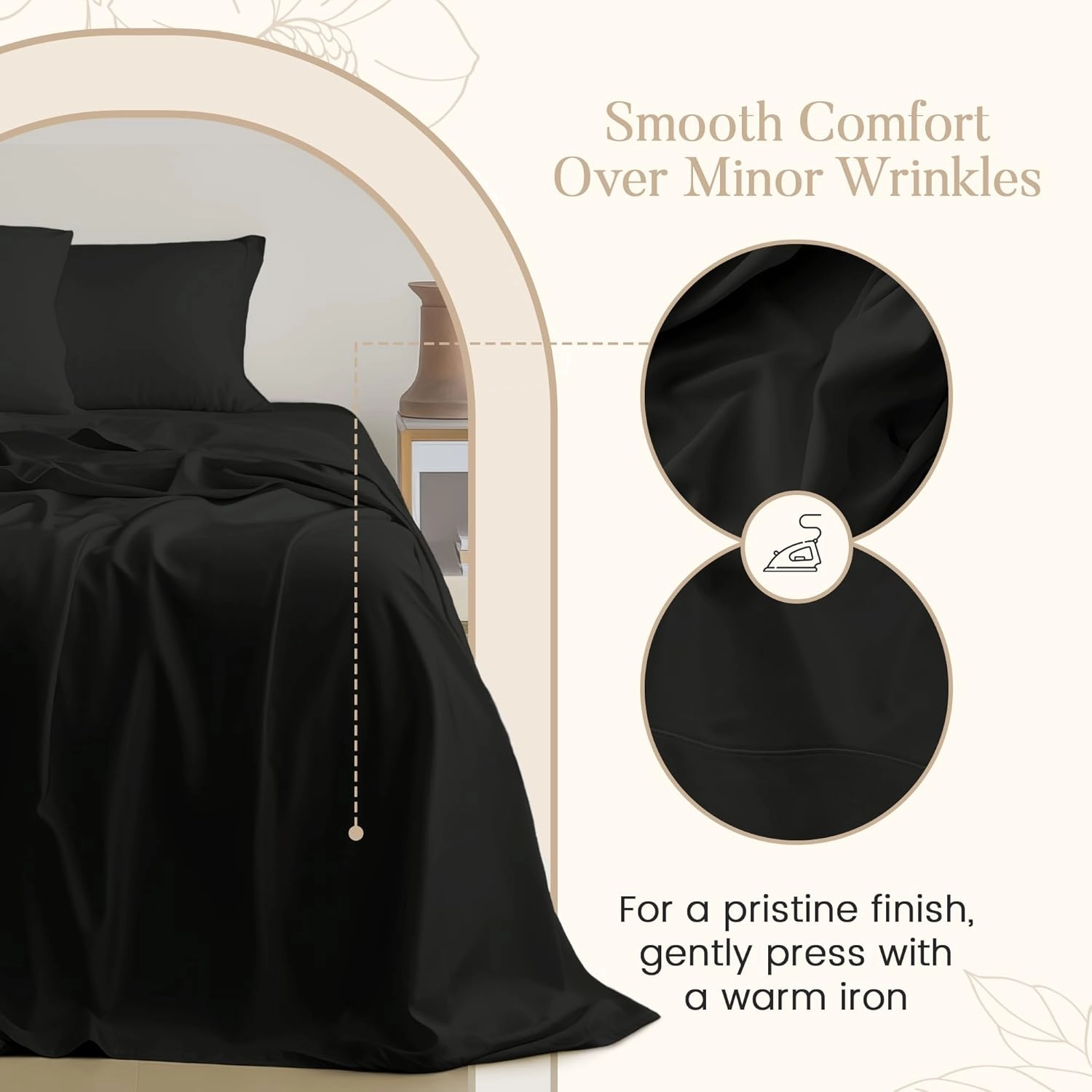 100% Egyptian Cotton Sheets Queen Size Set, 800 TC Deep Pocket Queen Sheets Set, Soft Breathable Sateen Weave 4 PC Elasticated Sheet & Pillowcase Sets, No Pill & Shrink, Fade Resistant- Black