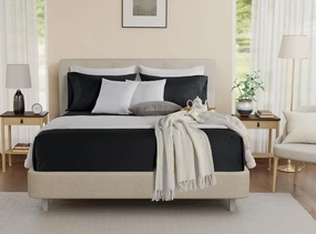 100% Egyptian Cotton Sheets Queen Size Set, 800 TC Deep Pocket Queen Sheets Set, Soft Breathable Sateen Weave 4 PC Elasticated Sheet & Pillowcase Sets, No Pill & Shrink, Fade Resistant- Black
