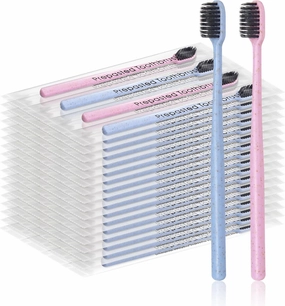 100Pcs Prepasted Disposable Toothbrushes Bulk Individually Wrapped Pre Pasted Soft Bristle Tooth Brush Set Travel Colorful Toothbrushes for Homeless Gift Hotel Camping Travel