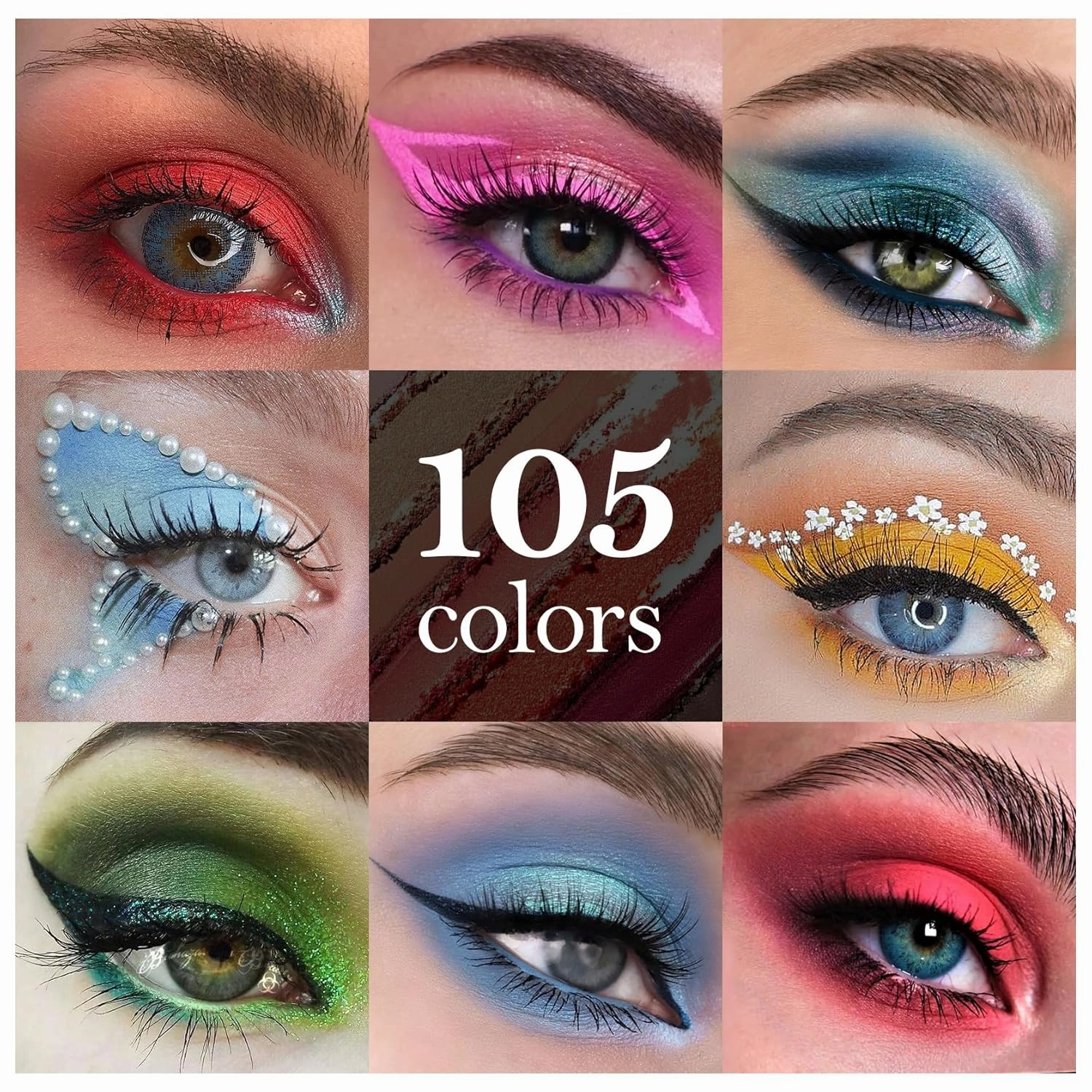 105 Colors Eyeshadow Palette with 5Pcs Brushes Set,Professional Makeup Smokey Nude Matte Eyeshadow Palette,Colorful and Long Lasting Powder Eye Shadow Makeup Gift Set