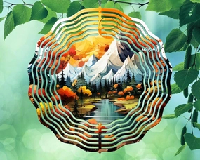 10 Inch Fall in The Woods and Mountains Wind Spinner Yard Decor Aluminum Sublimated Garden Art Indoor Outdoor 3D Kinetic