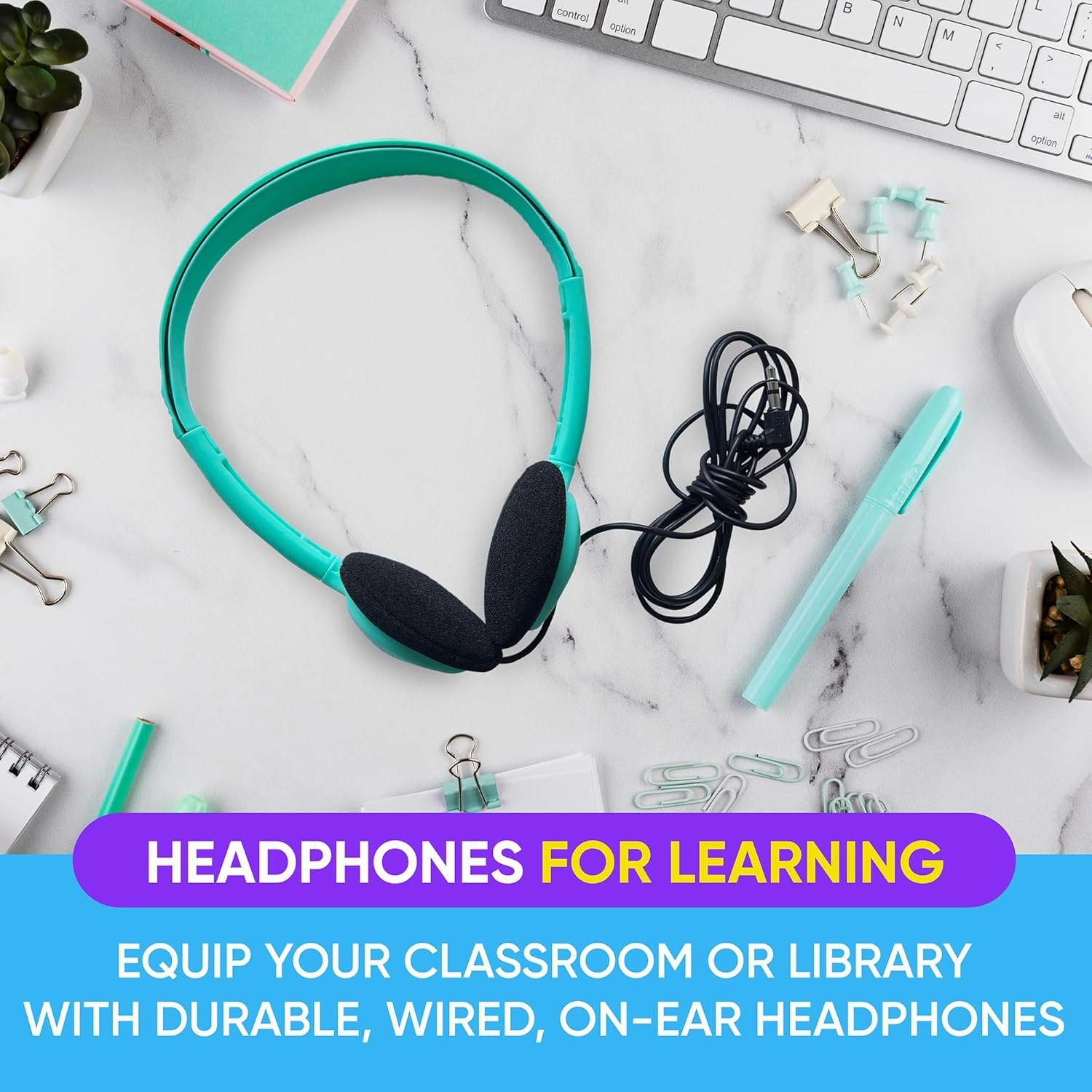10 Pack Bulk Wired Headphones, On Ear with 3.5mm Jack, 4ft Tangle Free Cable, Comfortable Fit, Affordable and Cost Effective, Ideal for School Classroom Testing Students Events Groups, Mix
