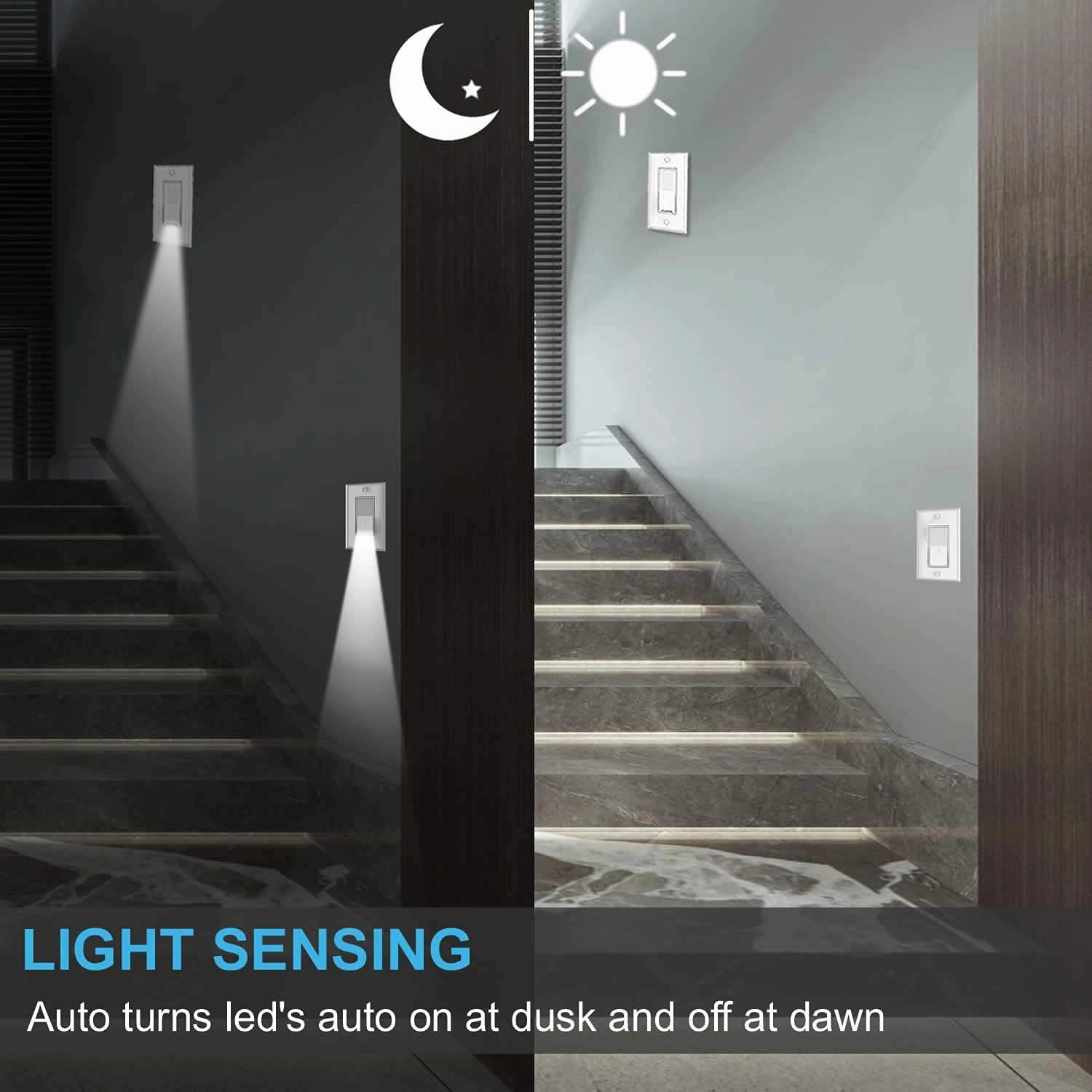 10 Pack SOZULAMP 3 Way Wall Light Switch with LED Night Light 15Amp 120/277Volt Rocker White Switch, Automatic On/Off Sensor