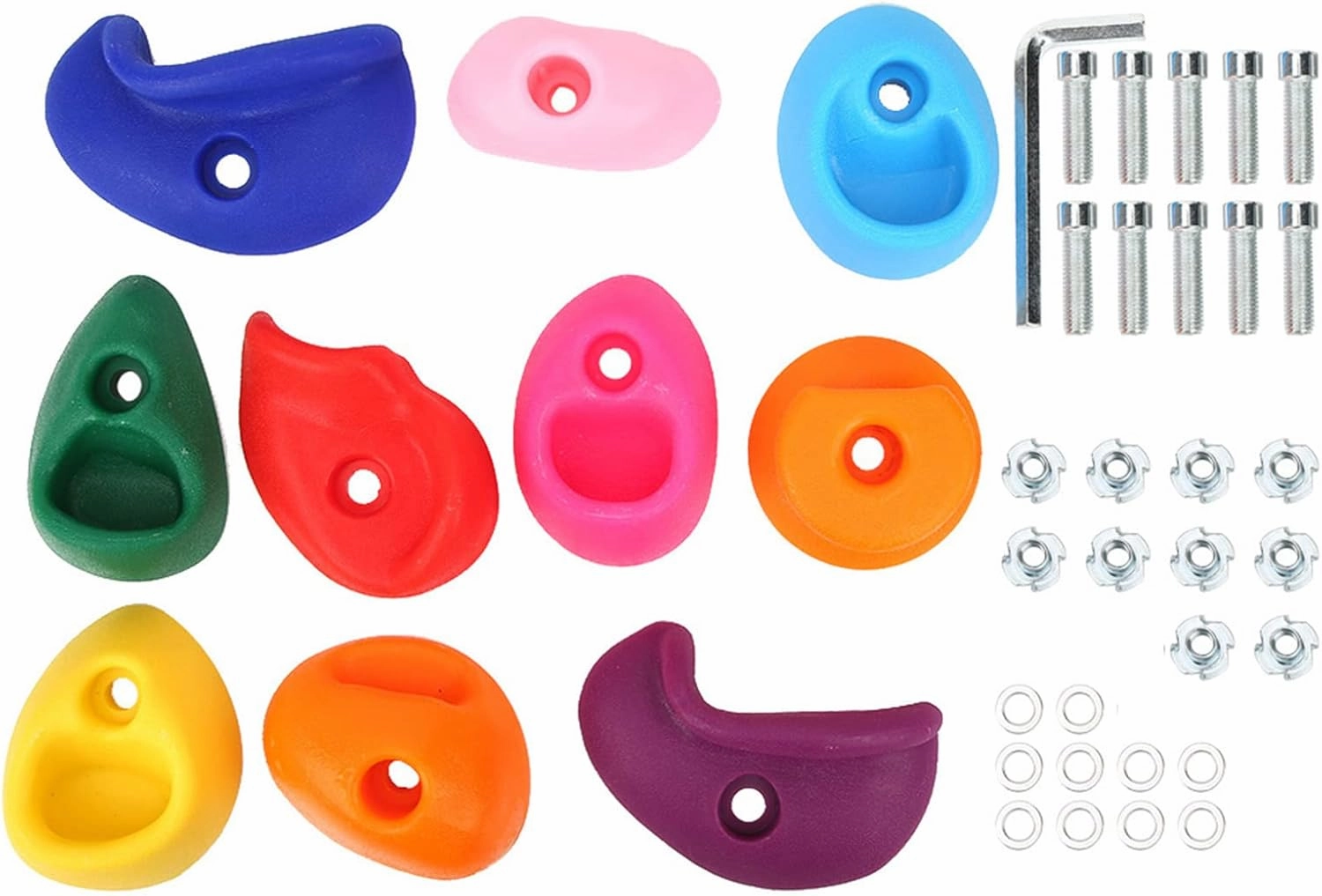 10 PCS Rock Climbing Holds, Rock Wall Climbing Holds, Wall Climbing Grips, Indoor & Outdoor Rock Wall Kit, with Mounting Hardware, Climbing Rocks for Play Set, Rock Climbing Wall (Medium size 10 pack)