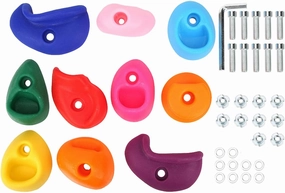 10 PCS Rock Climbing Holds, Rock Wall Climbing Holds, Wall Climbing Grips, Indoor & Outdoor Rock Wall Kit, with Mounting Hardware, Climbing Rocks for Play Set, Rock Climbing Wall (Medium size 10 pack)