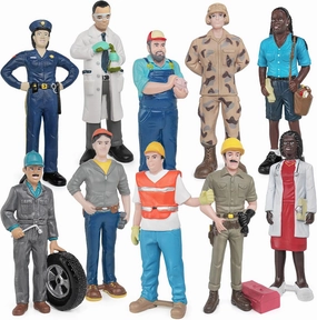 10PCS Professional Character Models Figures Set Educational Toys Christmas Party Decoration for 3 4 5 6 Kids Boys and Girls (Auto Mechanic, Electrotechnical)