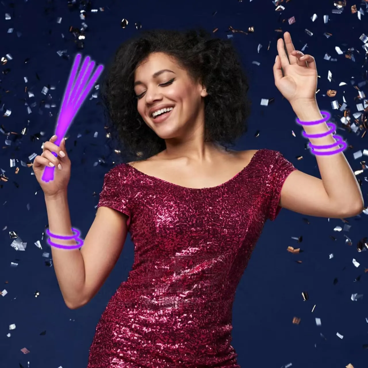 115 PCS Glow in the Dark Party Supplies,100PCS Purple Glow Stick Necklaces Bracelets Bulk,15PCS LED Glasses,LED Light Up Toy for Easter Mother's Day July 4th Valentine's Day Wedding