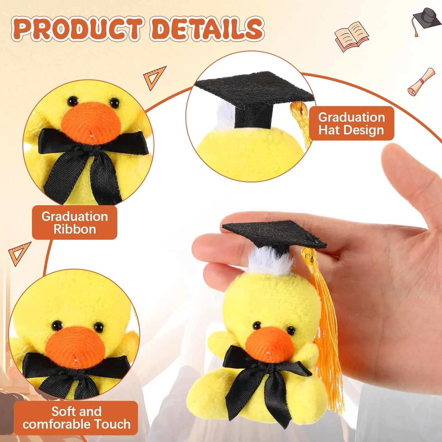 12 Pcs 2025 Grad Stuffed Animal Bulk Mini Graduation Plush Animal Toy with Cap Class of 2025 Stuffed Bear Keychain for Party Decoration Goodie Bag Filler Toy Carnival Prizes Exchange Gift