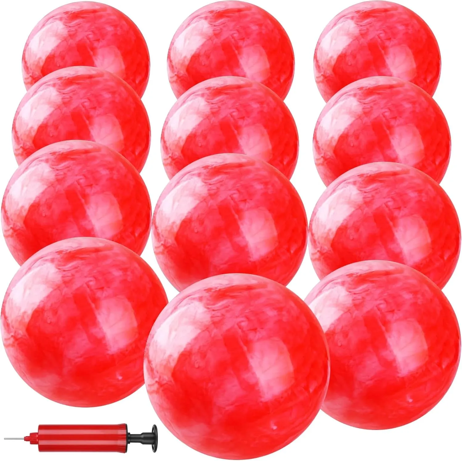 12 Pcs Marbleized Bouncy Balls Kick Balls Inflatable Sensory Balls for Beach School Playground Indoor/Outdoor Play Balls