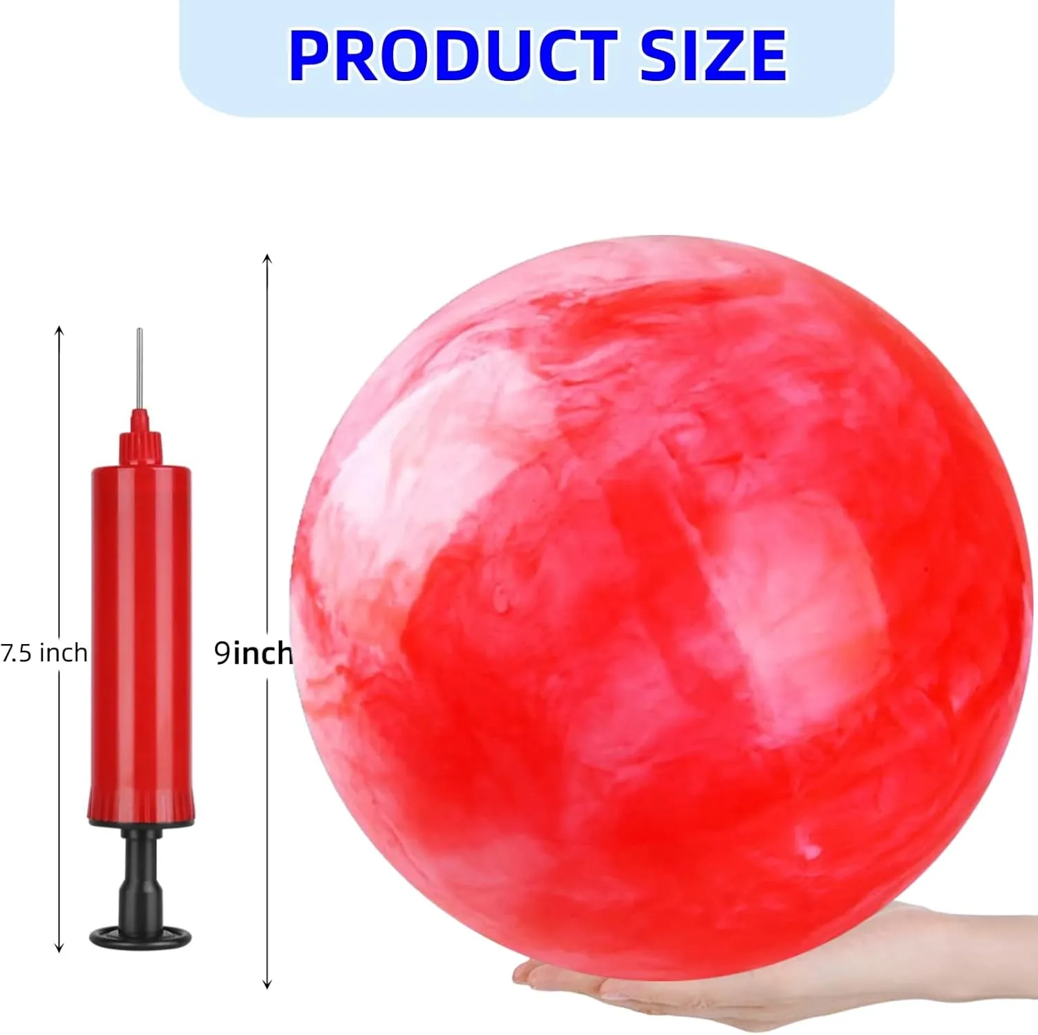 12 Pcs Marbleized Bouncy Balls Kick Balls Inflatable Sensory Balls for Beach School Playground Indoor/Outdoor Play Balls
