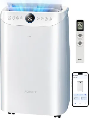 12000 BTU Wi-Fi Portable Air Conditioners, 6-IN-1 Smart AC Unit with APP & Voice & Remote Control, Auto-Evaporation, Quiet Cooling, 24H Timer, Dehumidifier, Fan, Window Kit Included, White