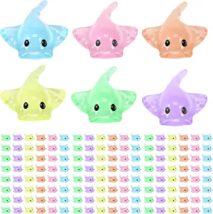 120Pcs Mini Sting Ray Figures Miniature Resin Stingrays Figurines Realistic Cute Sting Ray Decoration 6 Colors Portable Tiny Ornaments for DIY Dollhouse Micro Landscape Decor