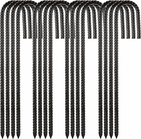 12 Inch Rebar Stakes, 16Pcs Heavy Duty Rebar Stakes J Hook 2/5 Ground Stakes Tent Stakes Rust Proof Coated Ground Anchors with Chisel Point End for Camping Tent