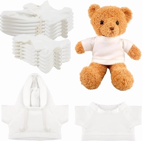 12 Pcs Sublimation Bear Clothes Stuffed Bear Toy Clothing Stuffed Animal Blank Tee Shirt White Hoodie for 14-18 Inch Stuffed Bears Dolls DIY (Color Style 1)