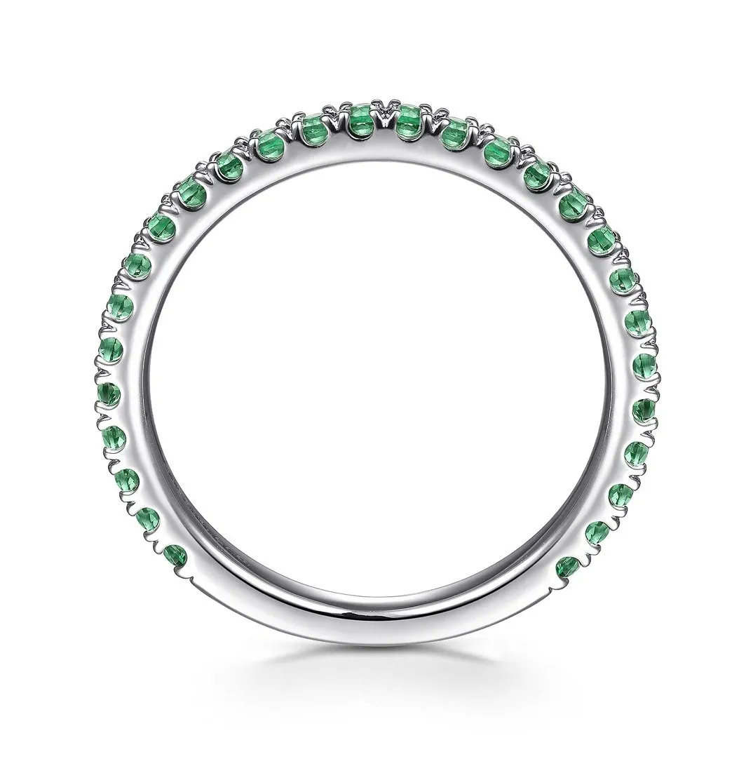 14K White Gold Emerald Stackable Ring