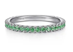 14K White Gold Emerald Stackable Ring