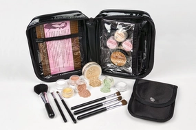 15 pc STARTER KIT w/BRUSHES & CASE (LIGHT TAN) Mineral Makeup Foundation Blush Bronzer Illuminating Veil Set Bare Skin Matte Powder