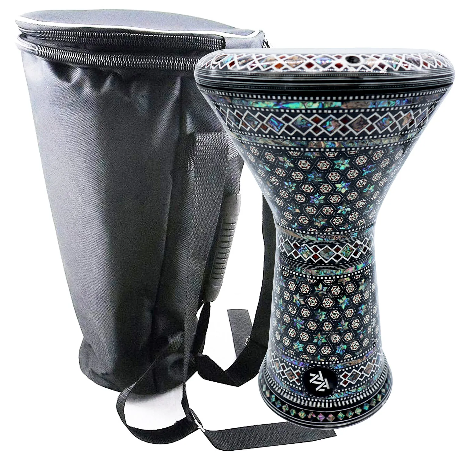 17.5'' Black Fort New Generation - Zaza Percussion Darbuka Doumbek - With Real Green Mother of Pearl - Blemish