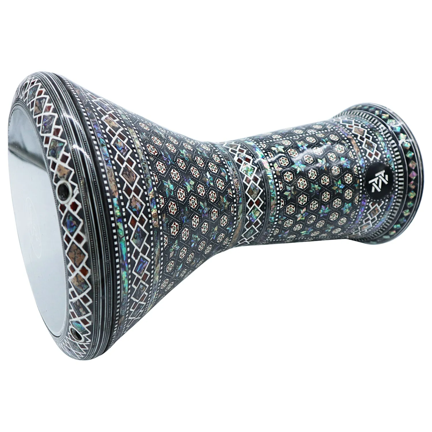 17.5'' Black Fort New Generation - Zaza Percussion Darbuka Doumbek - With Real Green Mother of Pearl - Blemish