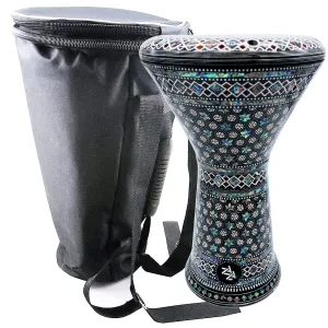 17.5'' Black Fort New Generation - Zaza Percussion Darbuka Doumbek - With Real Green Mother of Pearl - Blemish