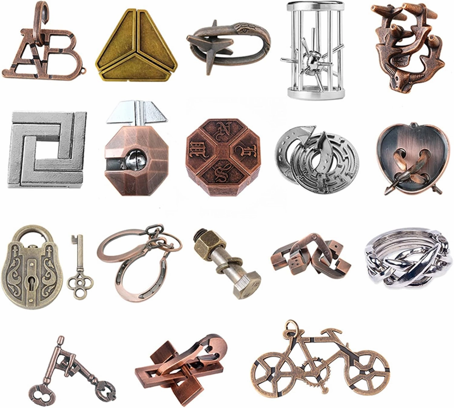 18 pcs IQ Test Puzzle Metal Wire Puzzles Mind Game Educational Toys High Difficulty Brain Teaser Puzzle Toy for Kids and Adults - Explore Creativity and Problem Solving. Gift Desk Puzzles