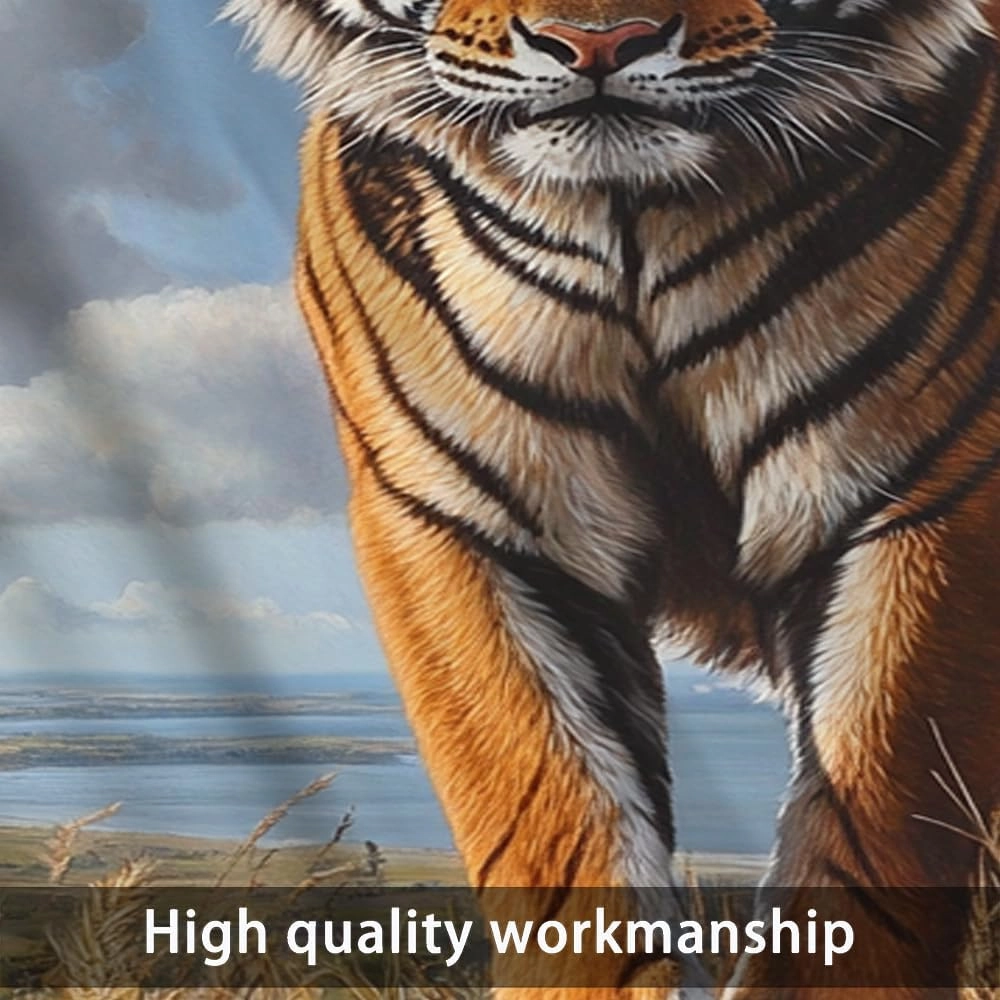 1 Panel Forest Tiger View Valances for Windows, Mountain Grassland Wildlife Rod Pocket Valance Curtains Home Decor Window Treatment for Kitchen/Living Room, 54" W X 18" L