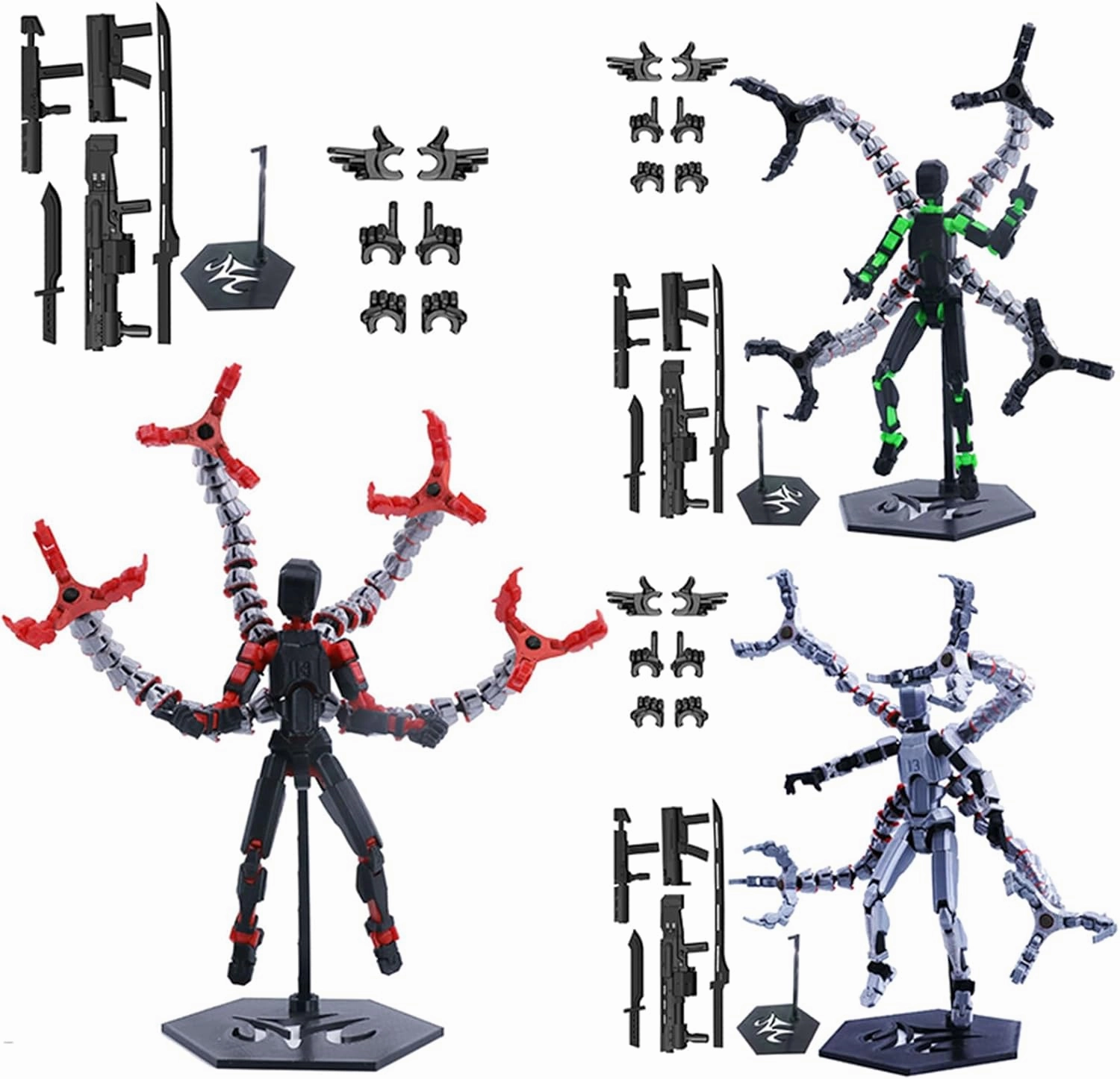 1Set Action Figure Doctor Octopus Assembly Accessories 3D Printed Multi-Jointed Movable Robot Model Gift