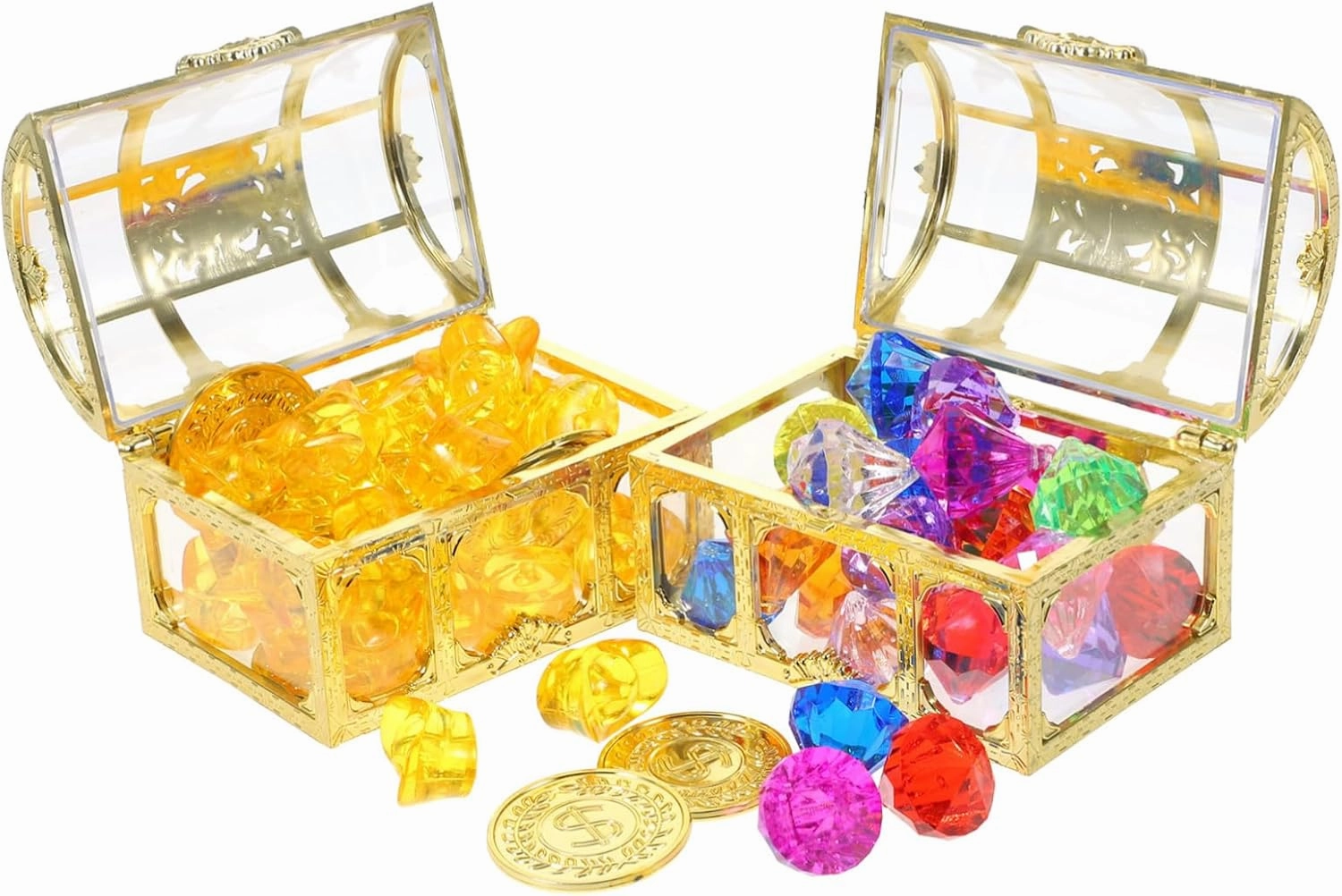1Set Diving Gemstone Pool Set with Treasure Chest Gemstones Coins Fun Bath for Ages for Underwater Adventures and Pool Games