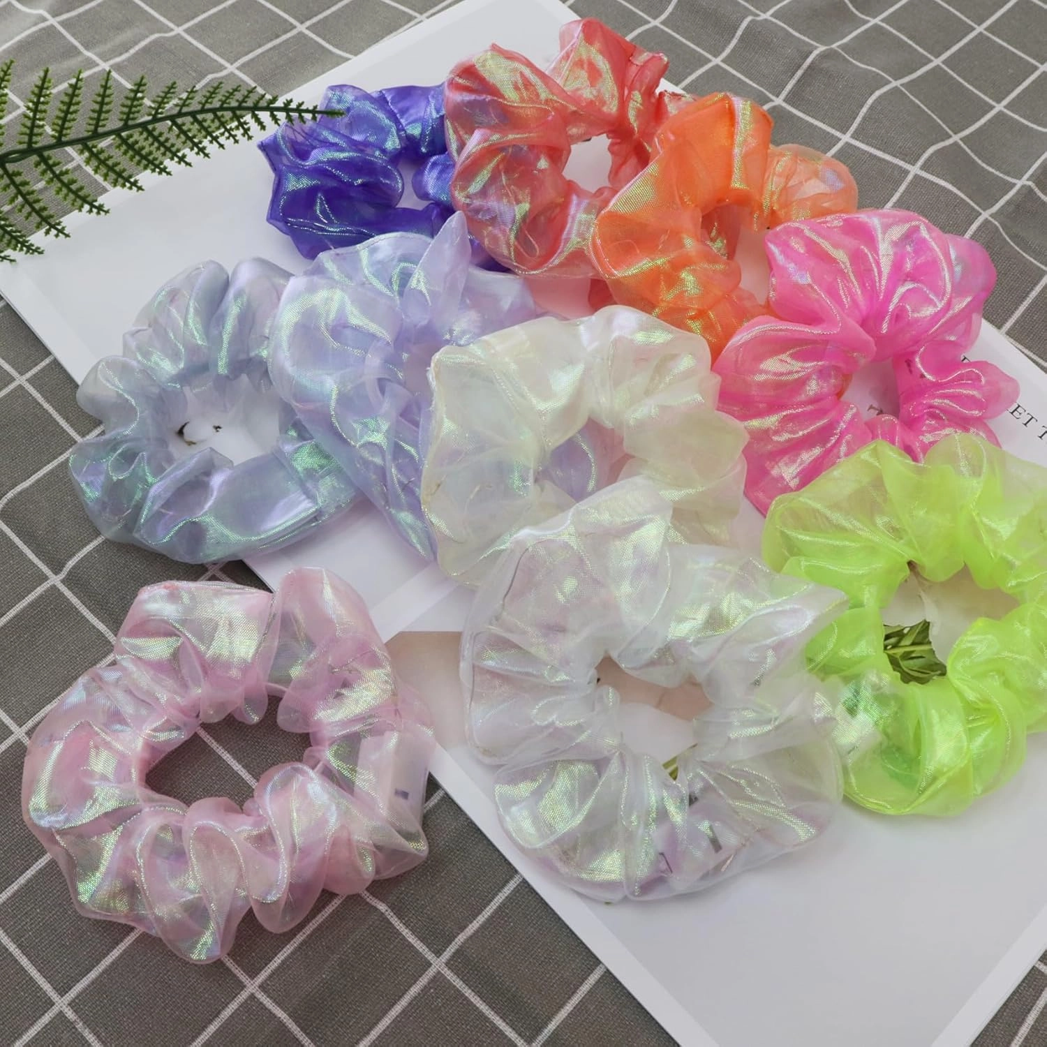 20Pcs Light Up Scrunchies with 12Pcs Satin Elastic Hair Bands, LED Hair Ties for Women & Girls, Glow in the Dark Party Supplies Christmas Party Favor Festival Rave Accessories for Neon Glow Party