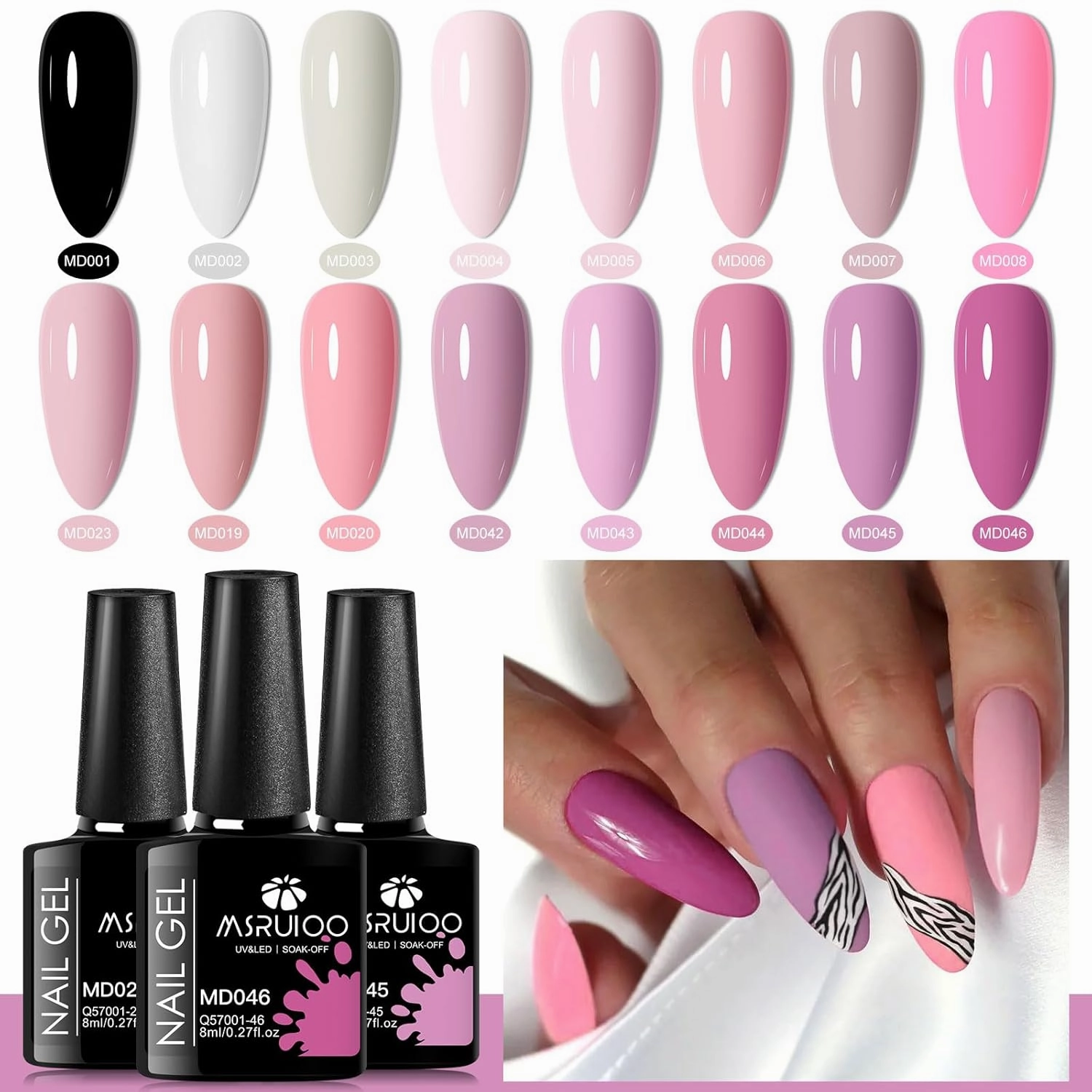 20Pcs Nude Pink Gel Polish Set 16 Colors Pastel Pink Light Soft Pink Gel Polish Nail Kit Lavender Purple Violet Grape Lilac Gel Manicure Kit Soak Off Uv LED Nail Lamp Gift for Women Girls
