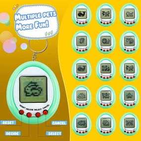 21 pcs Mini Virtual Electronic Digital Pets Keychain Small Interactive Handheld Game Toy Keychain Electronic Pet Key Chain for Kids Video Game Party Favors
