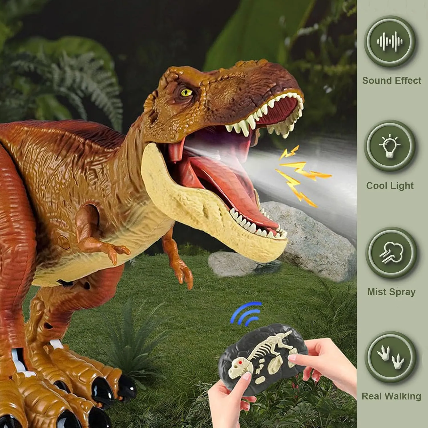 21inches Large Remote Control Dinosaur Toys for Boys Girls 3-10 Years Old RC Tyrannosaurus Dinosaur Toys Sound, Light, Roaring, Mist Spray, Realistic Walking T-Rex