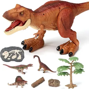 21inches Large Remote Control Dinosaur Toys for Boys Girls 3-10 Years Old RC Tyrannosaurus Dinosaur Toys Sound, Light, Roaring, Mist Spray, Realistic Walking T-Rex