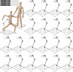 24 Pack Action Figure Stand Model Support Stand Clear Doll Base Assembly Action Figure Display Holder Base with Screwdriver Compatible HG/RG 1/144 Toy, Transparent(6.3 Inches)