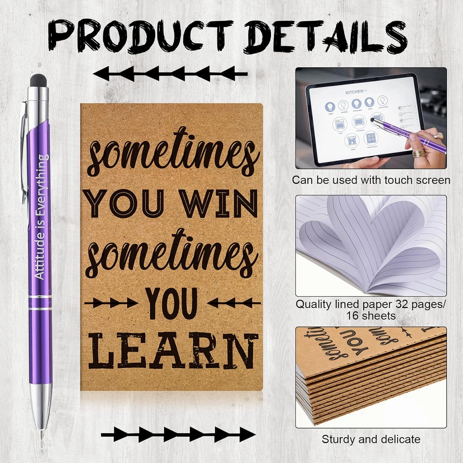 24 Pcs Inspirational Gift Set Christian Metal Pen Motivational Pocket Notepads Faith Prayer Bible Ballpoint Pen Black Ink Quotes Notebook for Women Office School Teacher Favor Supplies (Retro)