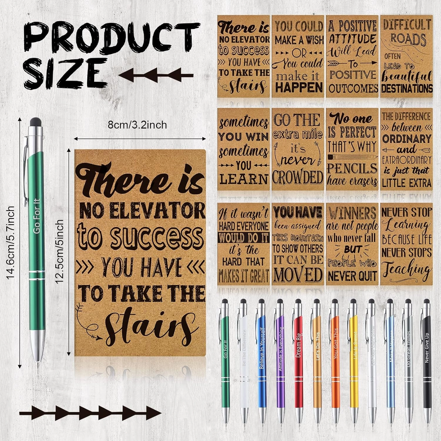 24 Pcs Inspirational Gift Set Christian Metal Pen Motivational Pocket Notepads Faith Prayer Bible Ballpoint Pen Black Ink Quotes Notebook for Women Office School Teacher Favor Supplies (Retro)