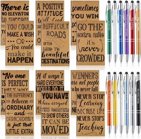 24 Pcs Inspirational Gift Set Christian Metal Pen Motivational Pocket Notepads Faith Prayer Bible Ballpoint Pen Black Ink Quotes Notebook for Women Office School Teacher Favor Supplies (Retro)