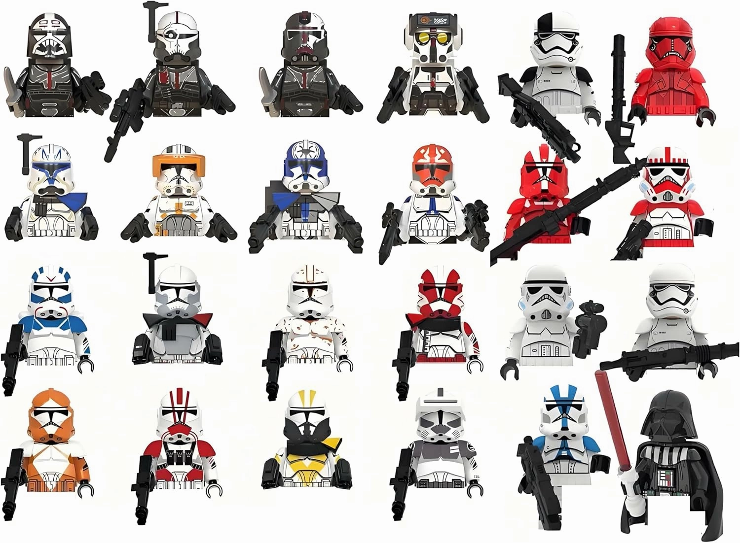 24-Piece (2-Inch) Clone Trooper Play Set, Space War Mini Building Set, Clone Trooper Figure with Weapons, Best Gift for Kids Over 15 Years Old, New