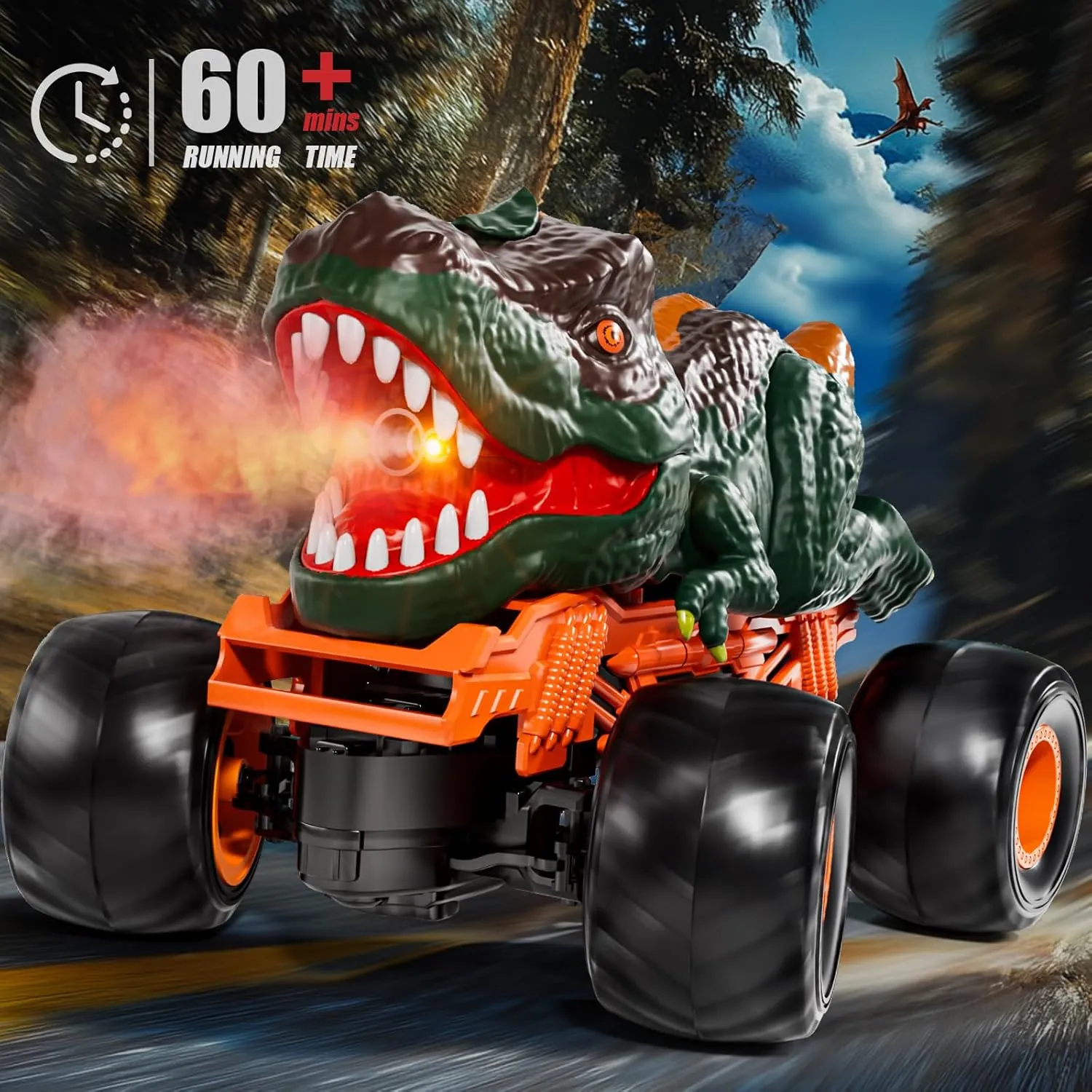 2.4GHz Remote Control Dinosaur Car Toys Gifts for 3 4 5 6 Year Old Boys Kids, Remote Control Dino Truck Toys for Kids 3-5 4-7 8-12, Dinosaur Toys for 3 4 5 Year Old Boys