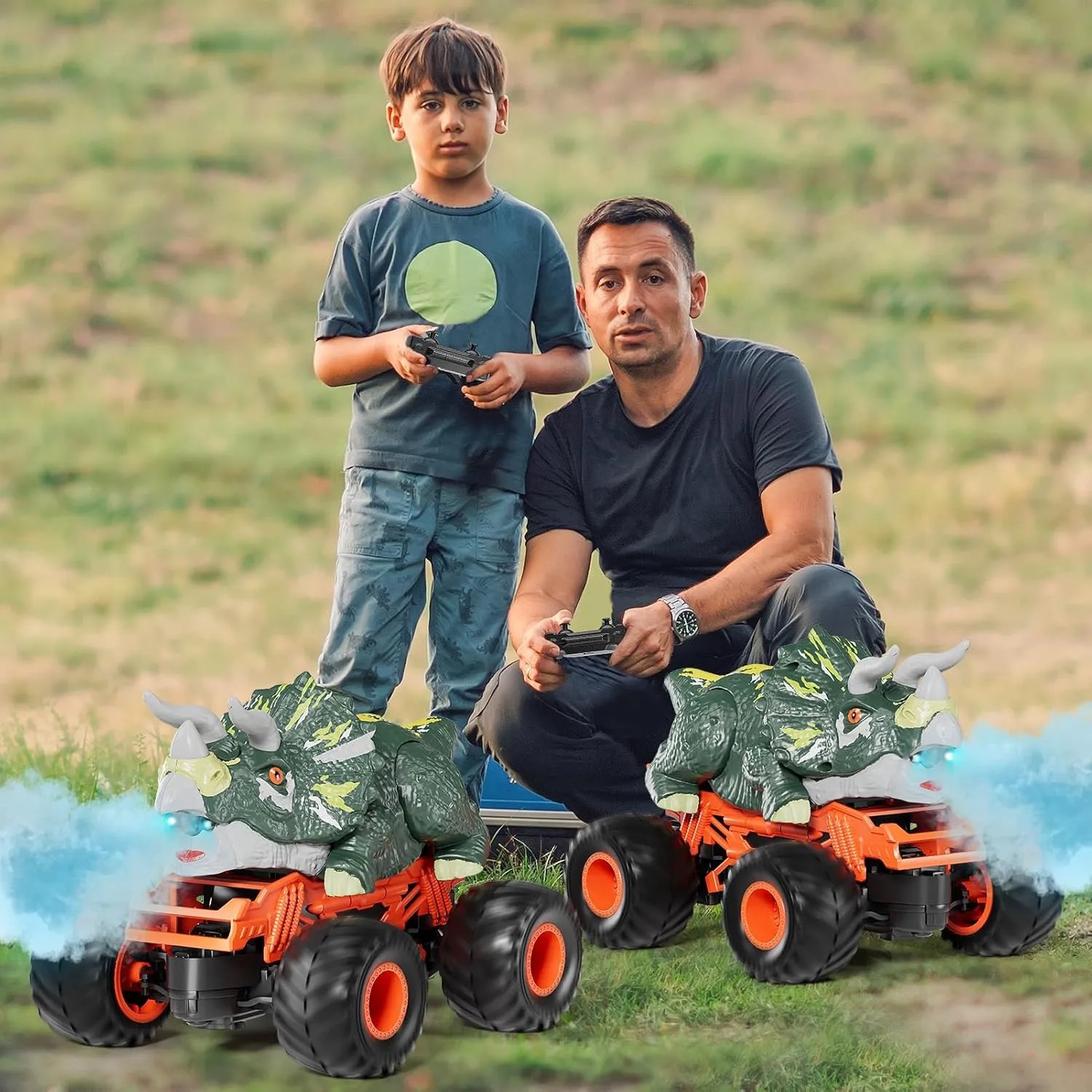 2.4GHz Remote Control Dinosaur Car Toys Gifts for 3 4 5 6 Year Old Kids, Remote Control Dino Truck Toys for Kids Boys 3-5 4-7 8-12, Dinosaur Toys for 3 4 5 Year Old Boys