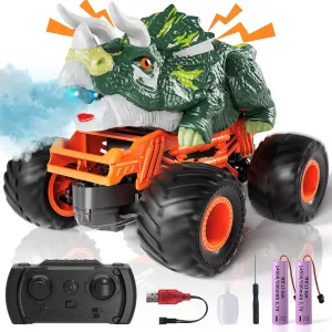2.4GHz Remote Control Dinosaur Car Toys Gifts for 3 4 5 6 Year Old Kids, Remote Control Dino Truck Toys for Kids Boys 3-5 4-7 8-12, Dinosaur Toys for 3 4 5 Year Old Boys
